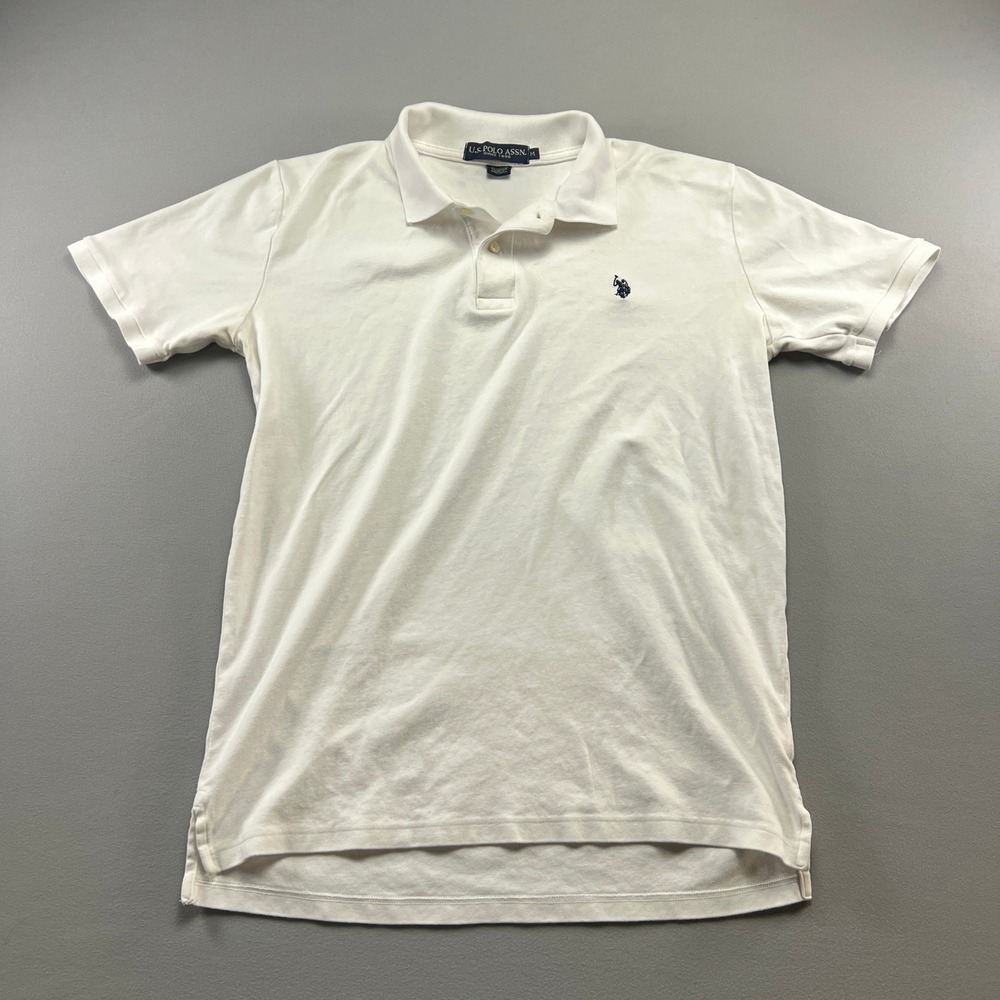 U.s. Polo Assn. Polo Shirt Mens Medium Beige Cotton Pony Logo Resort Wear Golf